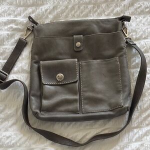 Roots Gray Crossbody Bag with Front Pockets